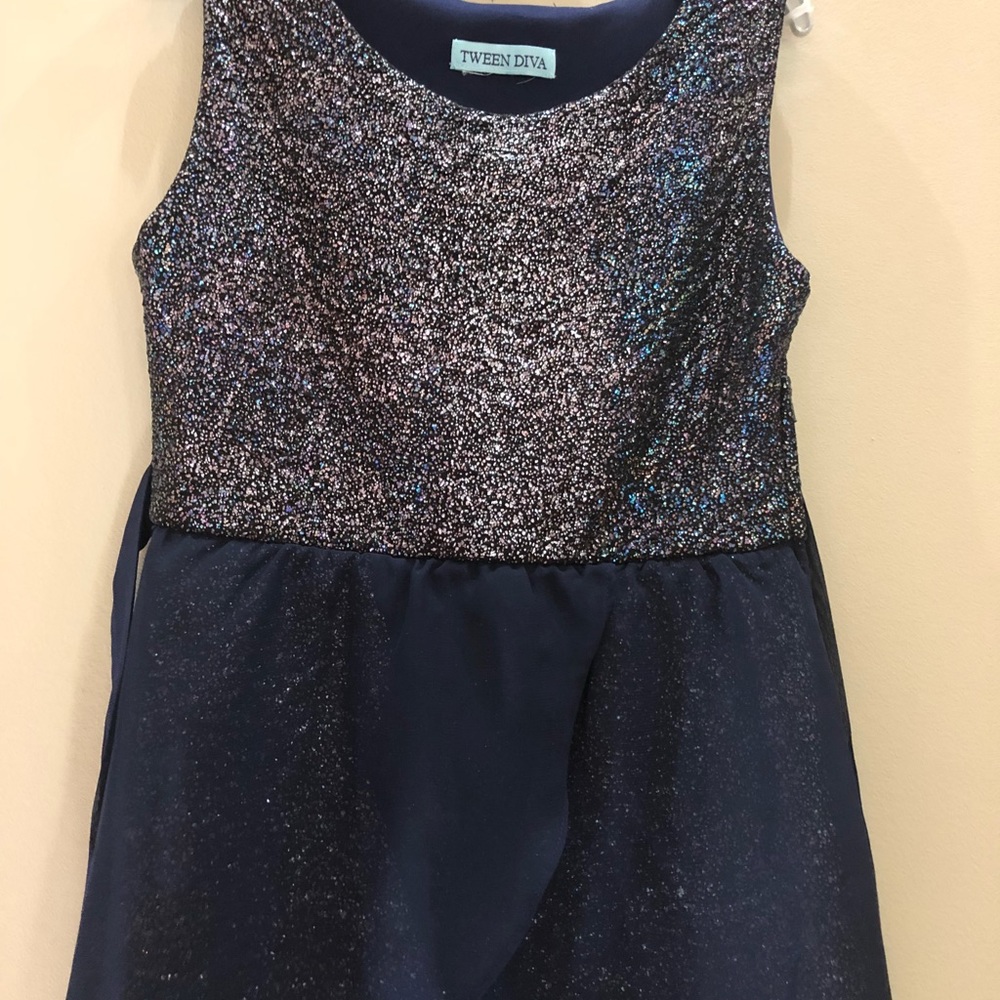 Girls Navy HiLo Dress